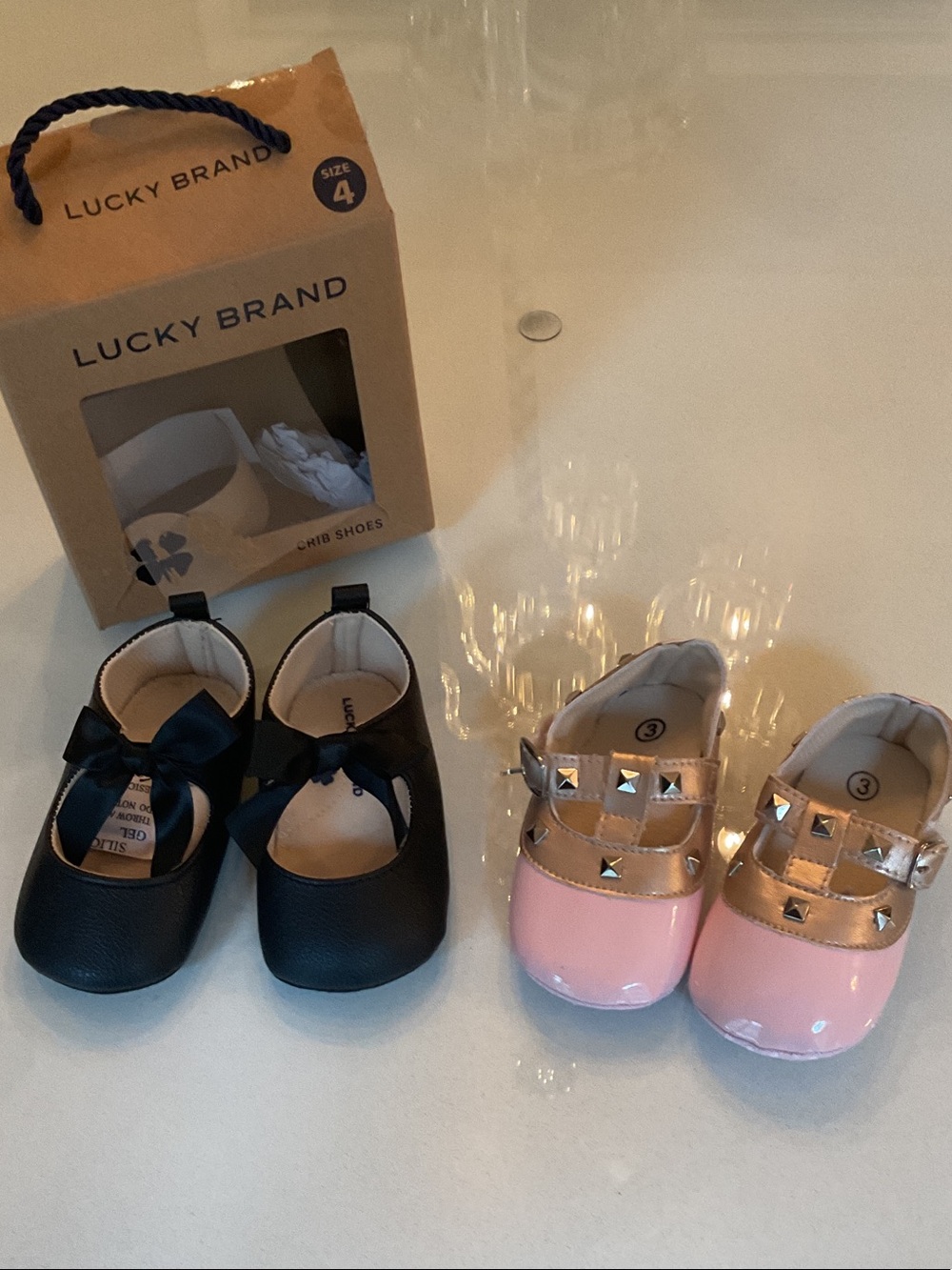 Lucky Brand Kids  black size 4 Pink and Gold Studded Mary Janes size 3